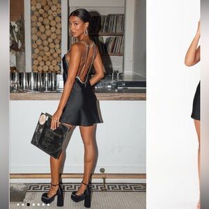 Show me your mumu Black Bling Mini Dress with Chain Back, XS brand new with tags